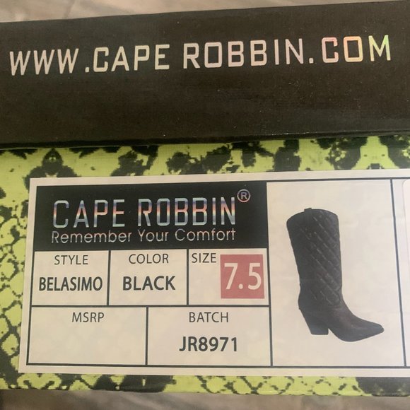 NWT CAPE ROBBIN BELASIMO QUILTED WESTERN POINTY TOE BLACK BOOTS 5.5, 6.5, 7.5 - Picture 13 of 13